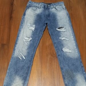 Brooklyn Xpress Distressed Straight Jeans 30x30. 30"W, 29" Inseam, 9.5"Riser.